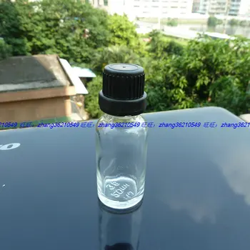 20ml skaidrs,/caurspīdīgs Stikls Ēteriskās Eļļas Pudeles Ar melnas plastmasas burglarproof klp. Eļļas pudelīte, Ēteriskās Eļļas Tvertnes