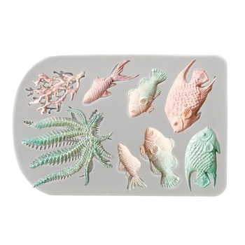Ocean Sērija Zivis, jūras Aļģu, Pelējuma Jūras Koraļļu Cupcake DIY Kūka Robežu Pomādes Kūka Dekorēšanas Instrumentiem Šokolādes Veidnes Bakeware