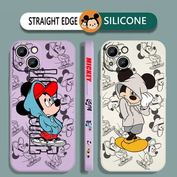 Anime Disney Mickey Minne Tālrunis Lietā Par iPhone 14 6S 6 7 8 plus X XR XS 11 12 13 pro MAX 12 13 mini Šķidrums pa Kreisi Virves Vāciņu