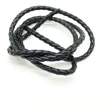 5mm black 3M četri virzieni PU pītā virve ādas virvi, mobilo tālruni, virves DIY kaklarota, aproce PU ādas roku pītā virve