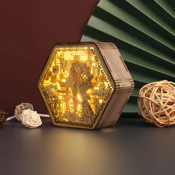 3D Papīra Griešanai Ēnu Gaismas Kastes Griešanai Lampas Ķīniešu Operas LED Nakts Gaismas Mākslas Amatniecības Līgavai Dāvanu Kāzu Telpu Dekori