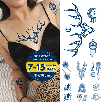 Sula, Kas Ilgst Ūdensnecaurlaidīgus Pagaidu Tetovējumu Uzlīmes Sapnis Neto Elk Mēness Pulkstenis Cupid Flash Tatto Sieviete Body Art Zila Tinte Viltus Tetovējums