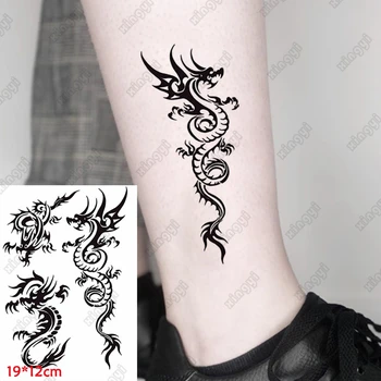 Ūdensnecaurlaidīgus Pagaidu Tetovējumu Uzlīmes Pūķis Lauva Flash Tetovējumiem Sievietēm Mežu Vilks, Lācis, Leopards, Body Art Roku Viltus Tetovējums Vīriešiem