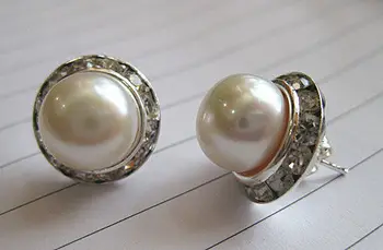 vairumtirdzniecības Patiesu cultued 9-10mm balta pērle stud auskars bezmaksas piegāde modes rotaslietas