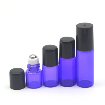 5gab Uzpildāmas Tukšs 1 ml 2 ml 3ml 5ml Roll Stikla Smaržu Pudeles Ēteriskās Eļļas Roll-on Violeta-zila Pudele Dezodorants Containe