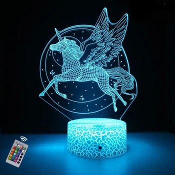 Nighdn Unicorn Lampas Ilūziju Led Nakts Gaisma Guļamistabas Gultas Galda Lampa Krāsains USB Touch 3D Nightlight Bērniem Dāvanas, Mājas Dekoru
