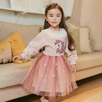 Ir 2021. Rudenī un Ziemā Jauns Bērnu Apģērbu korejas Karikatūra Modes Kleita Meitenēm, Džemperi, Izšūšanas Acs Princese Kleita