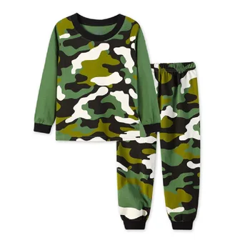 Pavasara Zēniem Ar Garām Piedurknēm No 100% Kokvilnas Pidžamas Tērpi Armijas Zaļā Baby Meitenes Bērnu Apģērbu Komplekti Drukāt Kostīmi