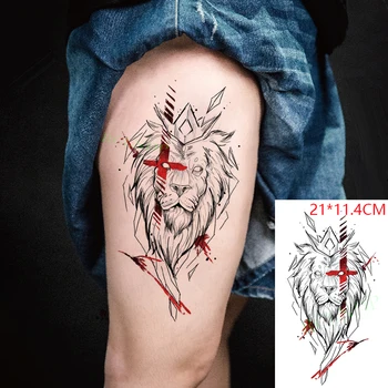 Ūdensnecaurlaidīgus Pagaidu Tetovējumu Uzlīmes Mežonīgs lauva Sejas atdzist Dzīvnieku Viltus Tatto Flash Tetovējums, Body Art Sievietēm Vīriešiem
