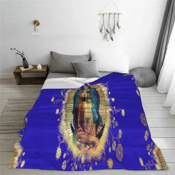 Our Lady Of Guadalupe Segu Jaunavas Marijas Silts Pārklājs Plīša Super Soft Cover Vilnas Izplatīt Gultas, Sofa Guļamistaba Samta Apdare