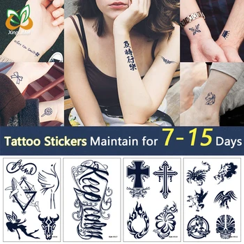 Ūdensnecaurlaidīgus Pagaidu Tetovējumu Uzlīmes Ilgi Ilgst 7-15 Dienās Vēstuli, Dzīvnieku, Ziedu Raksts, Flash Uzlīme Body Art Viltus Tetovējums Vīriešiem