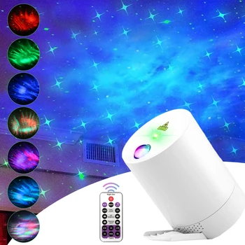 Zvaigžņotā Debess Projektors-Nakts Gaismas, Ūdens Vilnis Zvaigzne Mūzikas Rotējošo Tālvadības Bluetooth LED Nakts Gaisma Guļamistabas Gultas Lampa