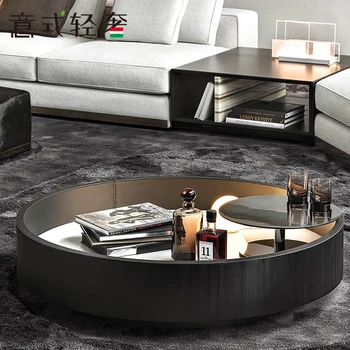 Mūsdienu minimālisma itālijas gaismas luksusa mēbeles, dzīvojamās istabas tēja-krāsa melna akrila caurspīdīgs kafijas galds