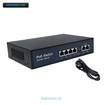 HOMSECUR 4+2 Porti 100Mbps Tīkla Smart Plug And Play Ostas Jauda 30W PoE Switch