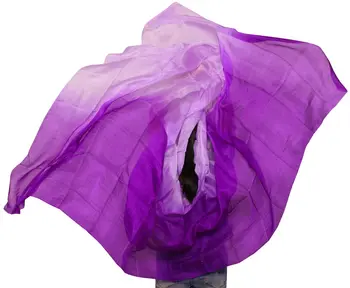 YI NA SHENG WU 100% Zīda Plīvurs 1pc Vēdera Deju Aksesuārus Sievietēm Vēdera Deju 250*114cm Plīvurs Vēdera Deju Piederumi Purple+Gaiši violeta