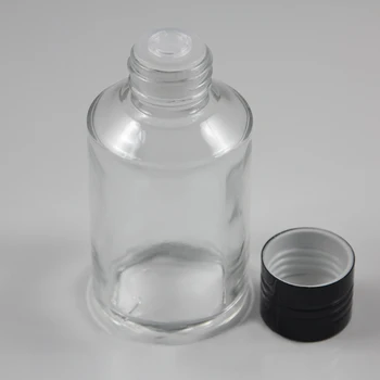 50gab 125 ml stikla skaidrs losjons konteineru ar melnu skrūvējamu vāciņu ,stikla 125ml kosmētikas pudeles pārdošanai, stikla kosmētikas iepakojuma