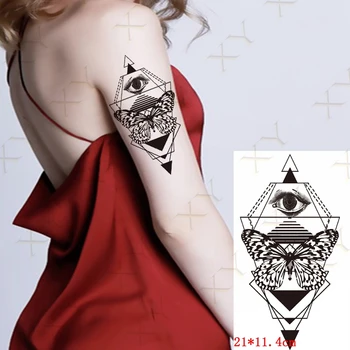 Ūdensnecaurlaidīgus Pagaidu Tetovējumu Uzlīmes Ģeometrija Tauriņš Acu Flash Tetovējumiem Lauva Putnu Aitas Galvas Body Art Roku Viltus Tetovējums Sievietes Vīrieši