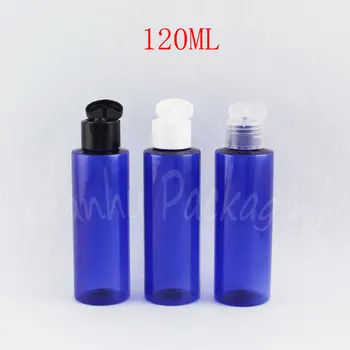 120ML Zilas Plastmasas Pudeles Flip Top Vāciņš , 120CC Tukši Kosmētikas Konteineru , Šampūns / Losjons Iepakojums Pudele ( 50 GAB/Daudz )