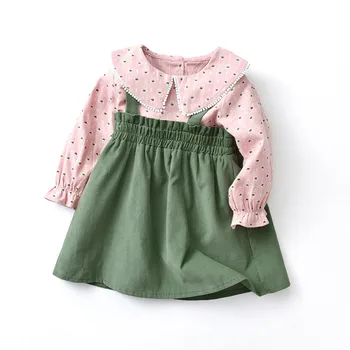 Rudens Jaundzimušais Meiteņu Apģērbu Komplekti Bērniem Dot Topi+Siksna Kleita 2gab/komplekts piemērots Zīdaiņu Apģērba Komplektus 0-4Y