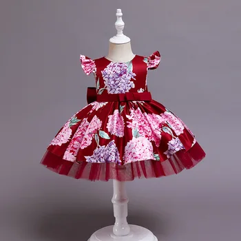 Vintage Ziedu Drukāt Bērniem Partijas Kleitu Par Meiteni, Bērniem Kostīmu Princese Kleitas Vestido Meitenes Ziemassvētku Drēbes Kleita 2 8 Gadus
