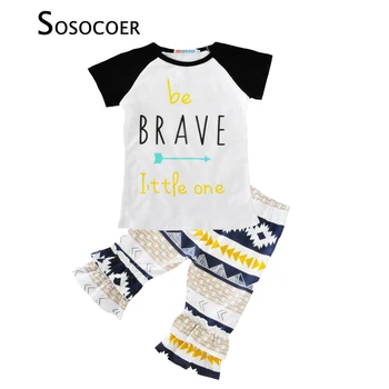 SOSOCOER Baby Girl Apģērbu Tērpiem noteikts Vasaras 2017 Gudrs Bultiņas, T-krekli+Ģeometrija Bikses 2gab Vēstuli Drosmīgs Bērniem Meiteņu Apģērbu Komplekti