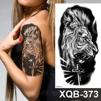 Lion King Tiger Čūska Vilks Ūdensnecaurlaidīgus Pagaidu Tetovējumu Uzlīmes Ray krusta Flash Tetovējumiem Body Art Roku Piedurknēm Viltus Tetovējums Vīriešu Meitene