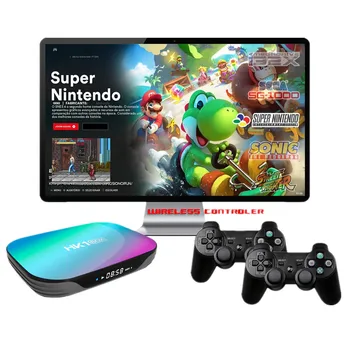 4K HD Retro videospēļu Konsoles HK1 Super Konsoli X Max SS/PSP/PS1/N64/NVE Ar 45000 Klasisko Spēli 4G RAM Android TV 9.0