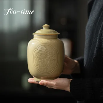 Jingdezhen Roku Darbs Keramikas Tējas Pot Tējas Noslēgtā Burkā Tējas Uzglabāšanas Sālījumi Jar Kafijas Konteiners Tējas Organizators Tējas Jar Tēja Bundžās