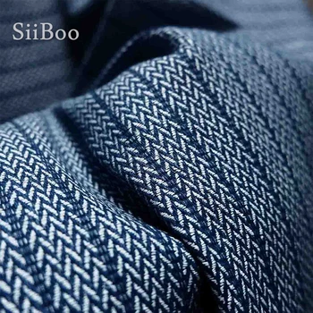 Siiboo dizainers custom made apģērbs kokvilnas maisījums demin audums ar svītru tekstūra ziemeļvalstīm sp6333