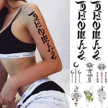 Ūdensnecaurlaidīgus Pagaidu Tetovējumu Uzlīmes Mēness Totem Indija Flash Tetovējumiem Plūmju Pūķis Mandala Body Art Roku Viltus Tetovējums Sievietes Vīrieši