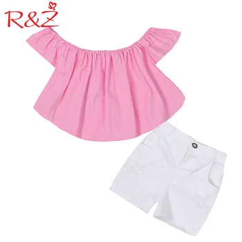 R&Z Bērnu, Meiteņu Drēbes, Uzstādīt 2017 Ins Jaunu Sprādzienu Modes Kokvilnas Vārdu Pleca T-krekls + Džinsa Bikses 2gab Bērniem, Apģērbs Atbilstu k1