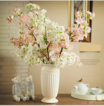 100cm Augsts mākslīgo ziedu Cherry Blossom plastmasas mākslīgo ziedu zīda ziedu Kāzu mājas apdare ķirsis 3pcs