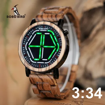 BOBO PUTNU Vīriešu Pulksteņi Cilvēks Skatīties, Koka LED Laika Displeju Vīriešiem Wristwach Koka Timepieces relogio masculino Pasūtījuma Dāvanu