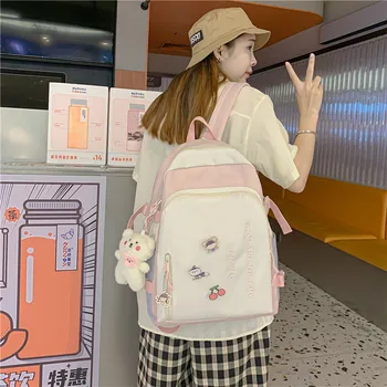 2022. gada vasaras jaunus lielas ietilpības kontrasta krāsu mugursoma korejiešu versija modes svaigi studentu ceļojumu soma, mugursoma