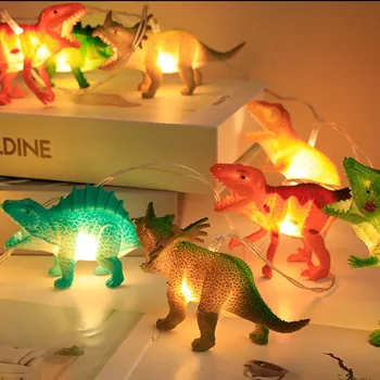 10Pcs Karikatūra Dinozauru LED Gaismas Stīgu Happy Birthday Cake Ziemassvētku Lampas Apdare Dāvanu Bērniem Dinozauru Grupa Krājumi