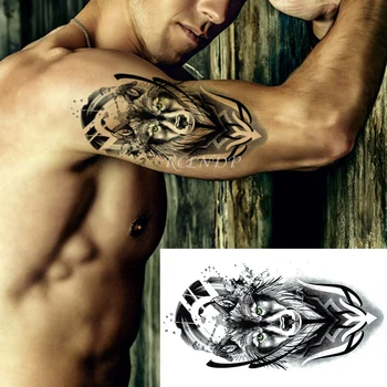 Ūdensnecaurlaidīgus Pagaidu Tetovējumu Uzlīmes Totem Vilks Melns Modelis Viltus Tetovējums Flash Tatto Plaukstas Body Art Meiteni Sievietes Vīrieši