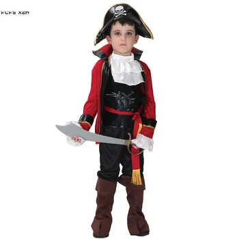 Zēni Karību jūras Pirāti Cosplay Bērni Bērniem Halloween kapteinis Kostīmi Karnevāls Purima Skatuves šovs Lomu spēles puse kleita
