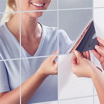 9Pcs 14.8x14.8cm Laukumā Spogulis Sienas Flīžu Uzlīmes 3D Decal Mājas Telpu Dekorēšana DIY Par viesistaba, Veranda Apm