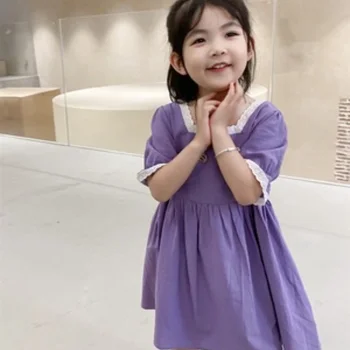Ir 2021. bērnu apģērbu vitalitāti meitene princešu Mežģīņu ziedu malas burbulis piedurknēm kleita meitenes drēbes puķu meitene kleitas