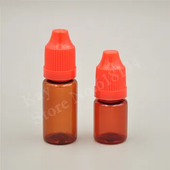 Vairumtirdzniecības Bezmaksas piegāde 200pcs Tukša Pudele Dzintara PET 10 ML Plastmasas Pudelītes Pilinātāju Ar Skrūvējamu Metāla Adatas Vāciņu