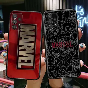 Marvel logo luksusa Telefonu Gadījumā Korpuss Samsung Galaxy A70 A50 A51 A71 A52 A40 A30 A31 A90 A20E 5G a20s Black Apvalks Mākslas Šūnu Cove