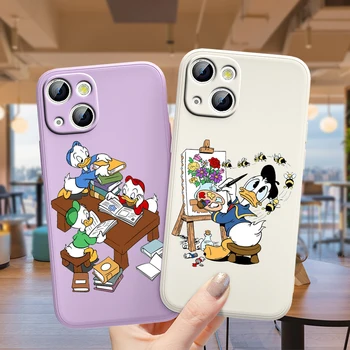 Anime Daisy Donald Duck Telefonu Gadījumā Par Apple iPhone 14 13 12 Mini 11 Pro XS MAX XR X 8 7 6S SE Plus Šķidro Silikonu Fundas Vāciņu