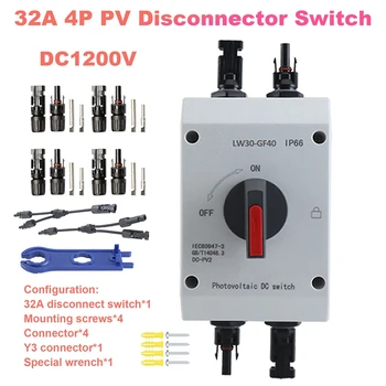 AT35 32A 4P PV Disconnector Slēdzis+Kontaktligzda+Y3 Pieslēgvieta+Uzgriežņu atslēgas DC1200V GF40 Āra Ūdensizturīgu IP66 Daudzfunkcionālo Slēdzi, lai Saules
